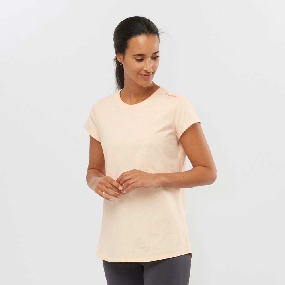 Salomon Israel OUTLIFE SCOOP HEM W - Womens T shirts - Beige (LYAS-24587)